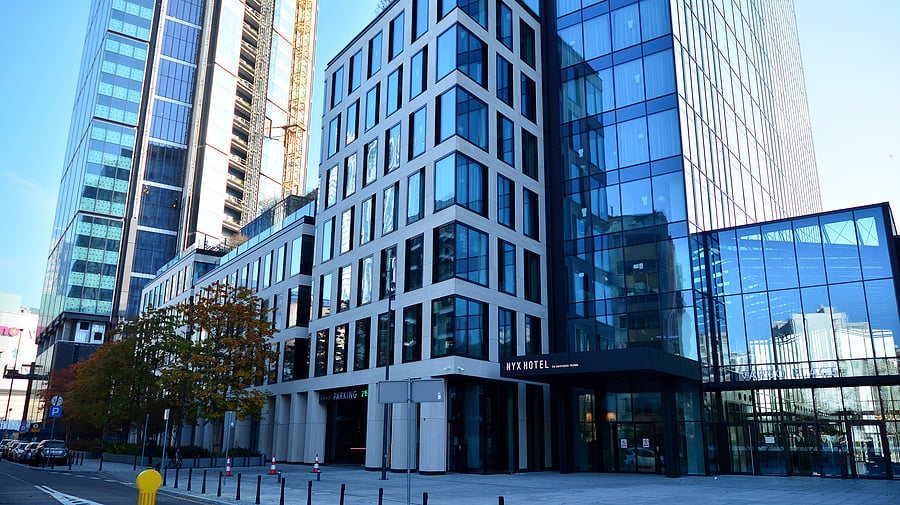 Exterior of a modern glass office building